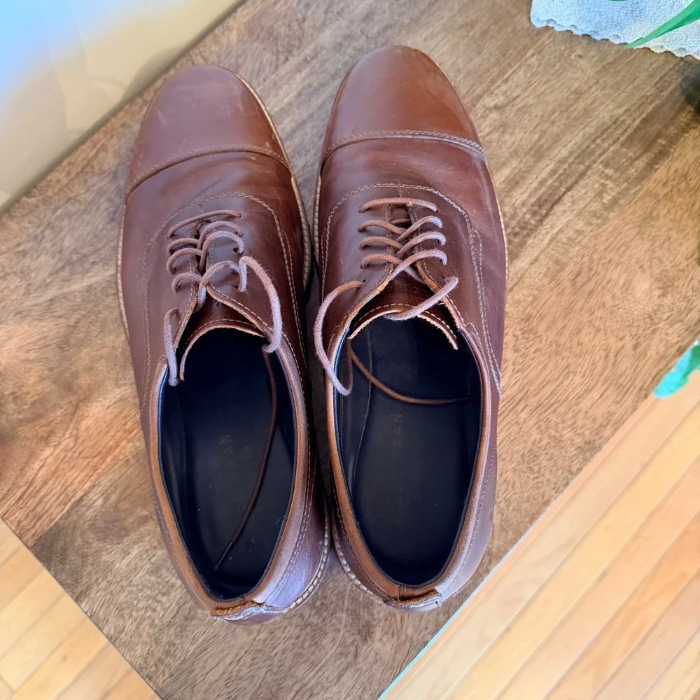 Cole Haan Brown Leather Cap Toe Oxford Rugged Sole Dress Shoes Mens 10.5D Preppy